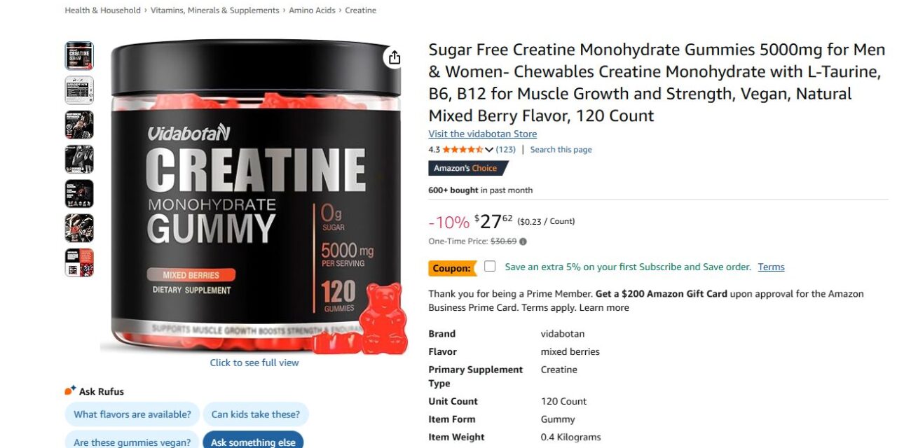Sugar Free Creatine Monohydrate Gummies